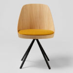 Chairs - Kayak, a wooden swivel chair with natural oak or stained oak shell.