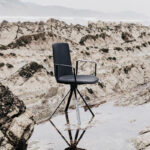 Chairs - The Lottus High swivel or fixed seat chair is a chair with a chromed or lacquered four-legged structure.