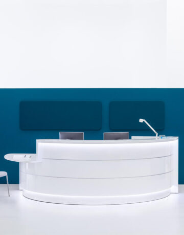 Mobila receptie - receptia Valde este proiectata pentru a indeplini cerintele unei receptii contemporane.