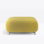 Upholstered pouffe with steel frame.