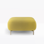 Upholstered pouffe with steel frame.