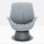 Elegant armchair with steel swivel base.