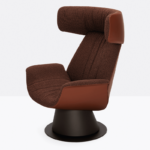 Fotoliu elegant cu bază pivotantă din oțel.