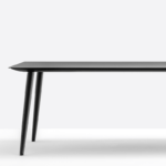 Solid ash wood table combined with a laminate top, square, round or rectangular.