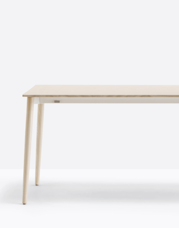 Extending table with solid ash tapered legs and solid wood or ash veneered top.