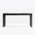 Table with aluminium frame, glass top and MDF extension