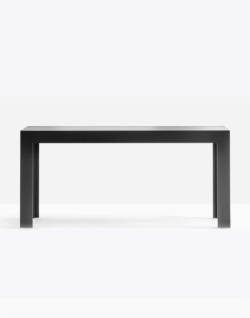 Table with aluminium frame, glass top and MDF extension