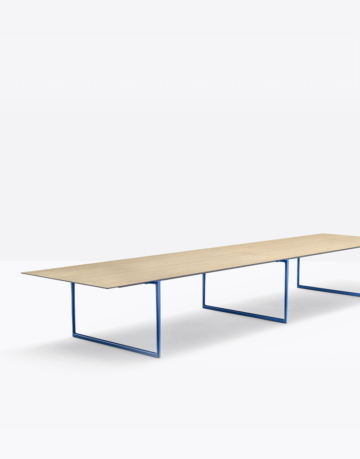 Conference table with minimalist design, available in a variety of sizes and finishes.