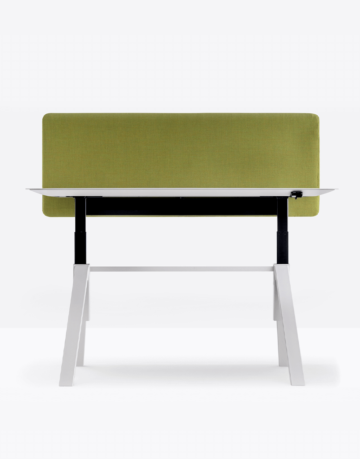 Biroul reglabil ce permite utilizatorului să aleagă înălțimea ideală a blatului, de la 740 la 1140 mm. Stație de lucru cu picioare din oțel,blat laminat ultra-subțire susținut de un cadru din aluminiu.