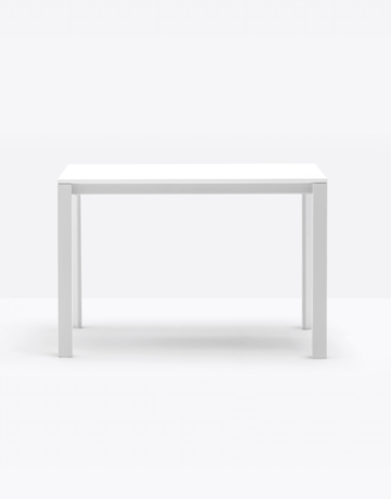 Extending table available in three sizes with steel frame and melamine top.