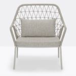 An armchair with a traditional handwoven cord element in Italy.