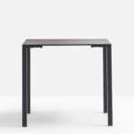 Table with die-casted aluminium legs and laminate or solid laminate top, available in different sizes and finishes, fixed to the legs by means of plates in die-casted aluminium. Table with die-casted aluminium legs and laminate or solid laminate top, available in different sizes and finishes, fixed to the legs by means of plates in die-casted aluminium.