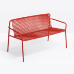 Stackable patio sofa with two seats.