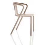 Stacking chair with arms, suitable for outdoor use.