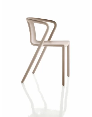 Stacking chair with arms, suitable for outdoor use.